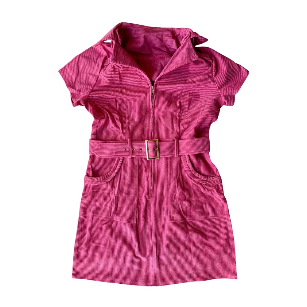 Pink Corduroy Mini Dress